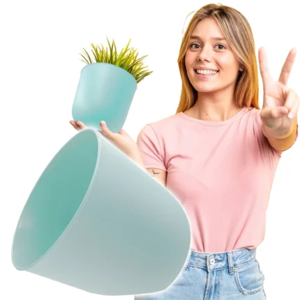 Osłonka wisząca Naścienna Pojedyńcza na kwiaty 14cm błękitny doniczka
